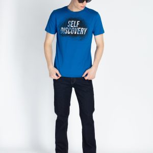Mens Front Printed Round Neck T-Shirt