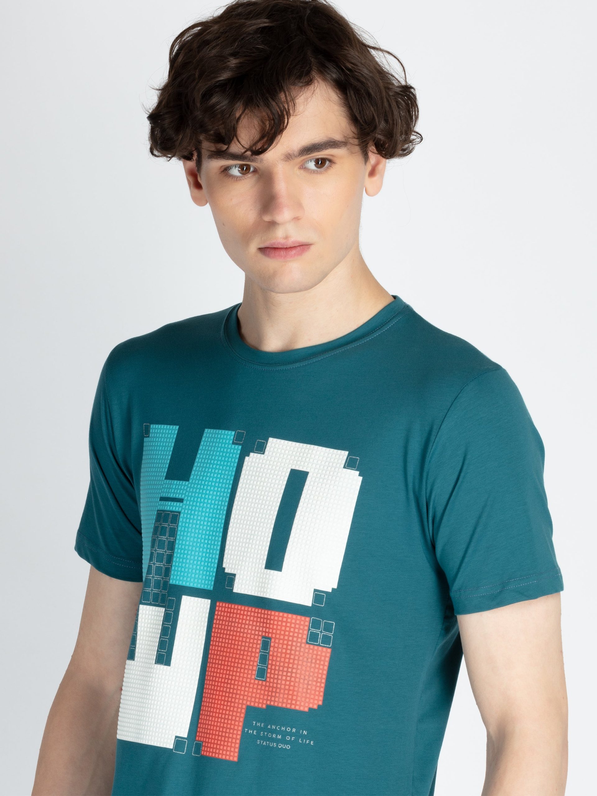Mens Front Printed Round Neck T-Shirt