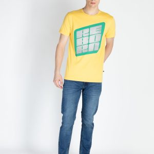 Mens Front Printed Round Neck T-Shirt