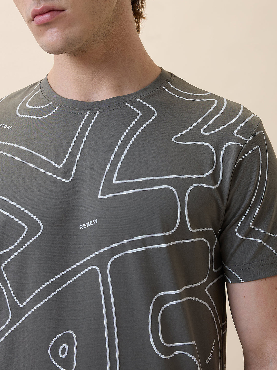 Status Quo Men'S Printed Round Neck Half Sleeves Regular Fit T-Shirt