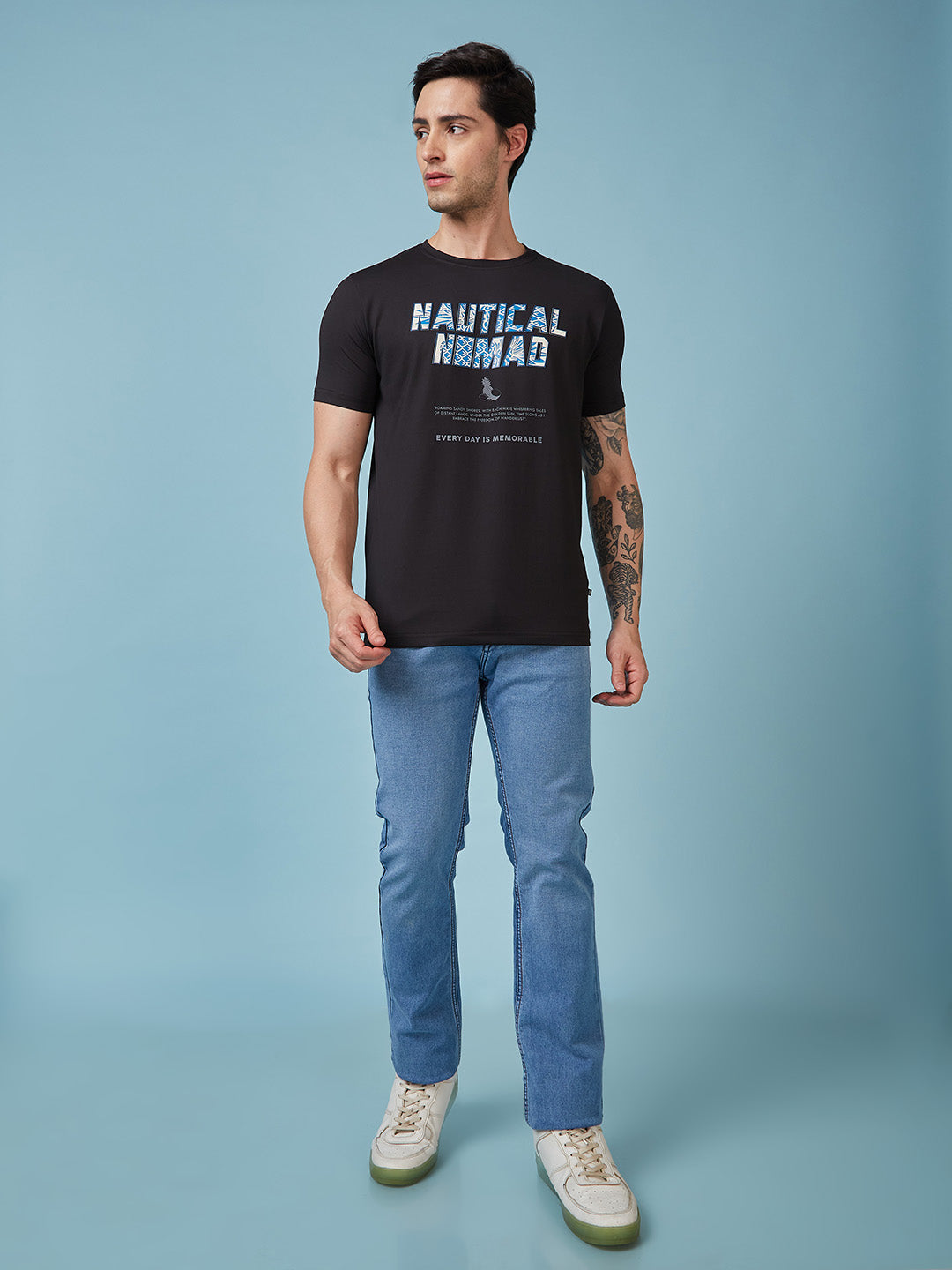 Status Quo Men'S Typography Printed Round Neck Short Sleeves Regular Fit Tshirt