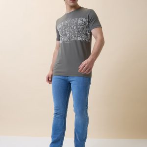 Status Quo Men'S Printed Round Neck Half Sleeves Regular Fit T-Shirt