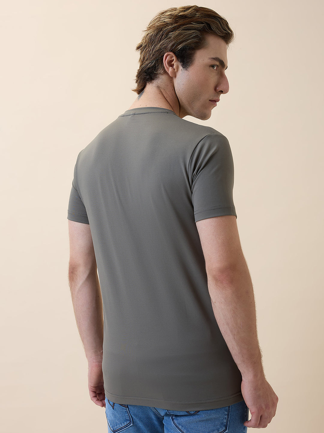 Status Quo Men'S Printed Round Neck Half Sleeves Regular Fit T-Shirt