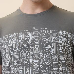 Status Quo Men'S Printed Round Neck Half Sleeves Regular Fit T-Shirt