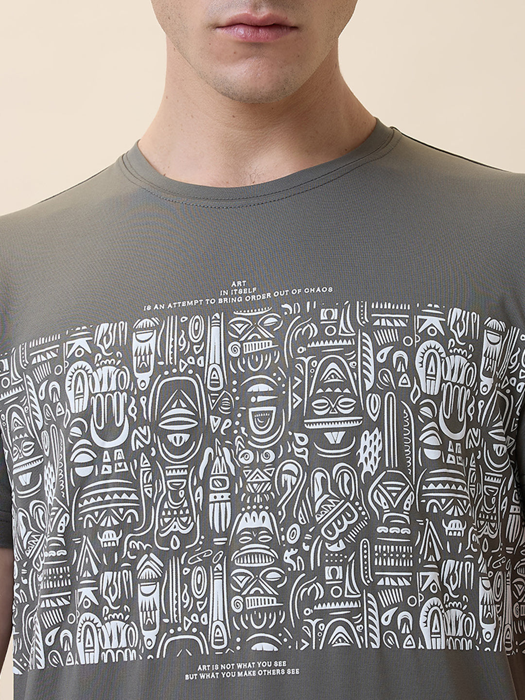 Status Quo Men'S Printed Round Neck Half Sleeves Regular Fit T-Shirt