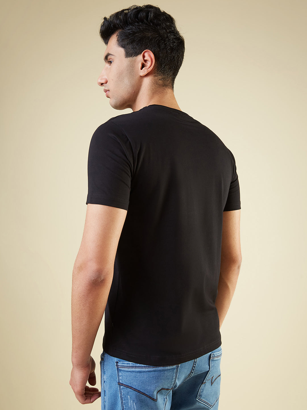 Status Quo Men'S Chest Typography Printed Round Neck Half Sleeves Regular Fit Tshirt