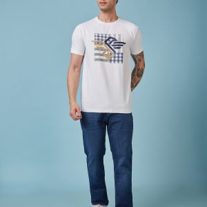 Mens Chest Printed Round Neck Tshirt