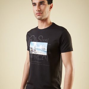 Status Quo Men'S Chest Graphic Printed Round Neck Half Sleeves Regular Fit Tshirt
