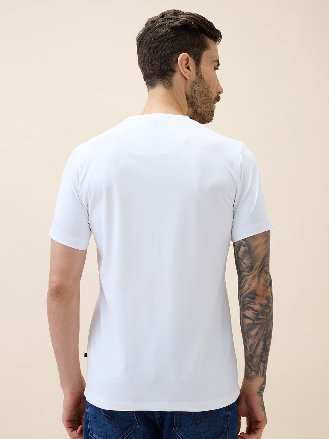 Status Quo Men'S Printed Round Neck Half Sleeves Regular Fit Tshirt