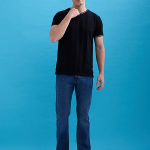 Status Quo Men'S Solid Round Neck Half Sleeves Regular Fit Tshirt