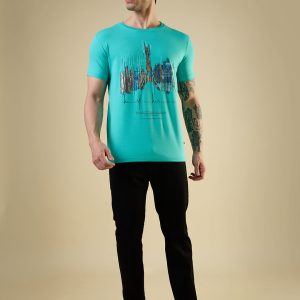 Mens Full-Front Graphic Printed Half Sleeves Regular Fit T-Shirt