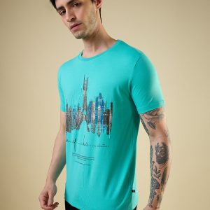 Mens Full-Front Graphic Printed Half Sleeves Regular Fit T-Shirt