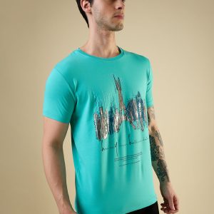 Mens Full-Front Graphic Printed Half Sleeves Regular Fit T-Shirt