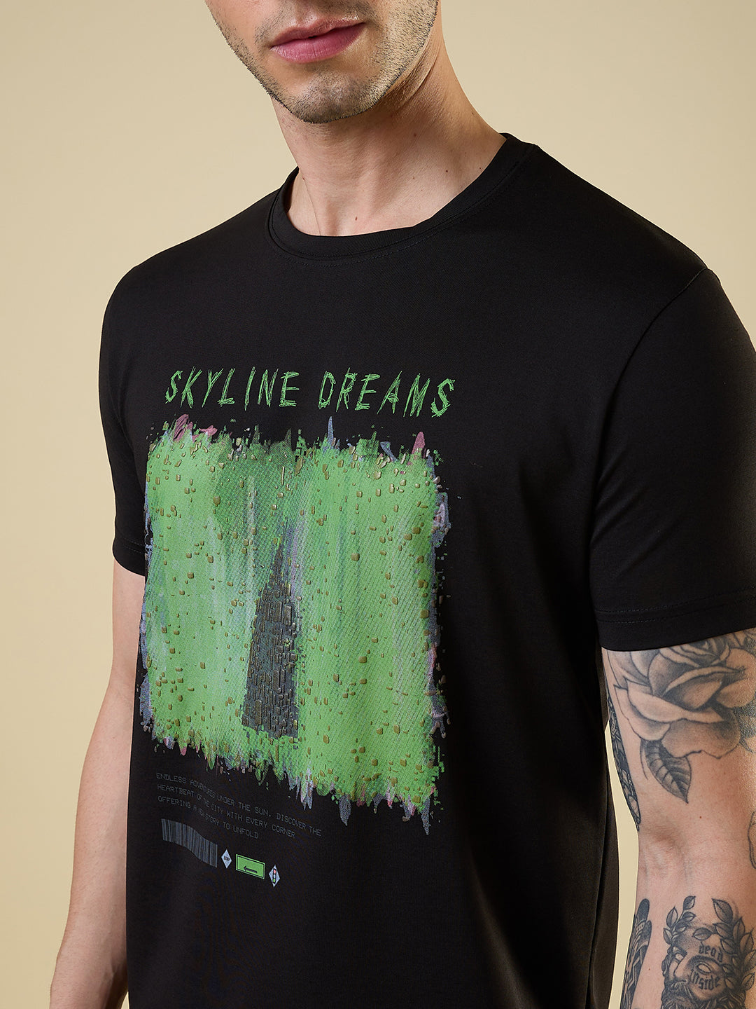 Status Quo Men'S Full-Front Graphic Printed Round Neck Half Sleeves Regular Fit Tshirt