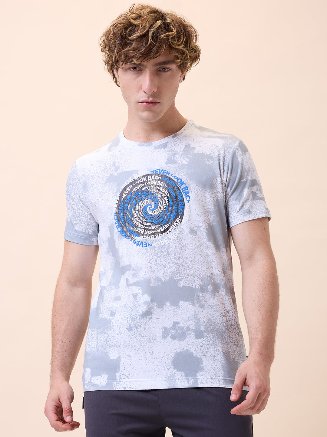 Status Quo Mens All-Over Typography Round Neck Half Sleeves Regular Fit T-Shirt