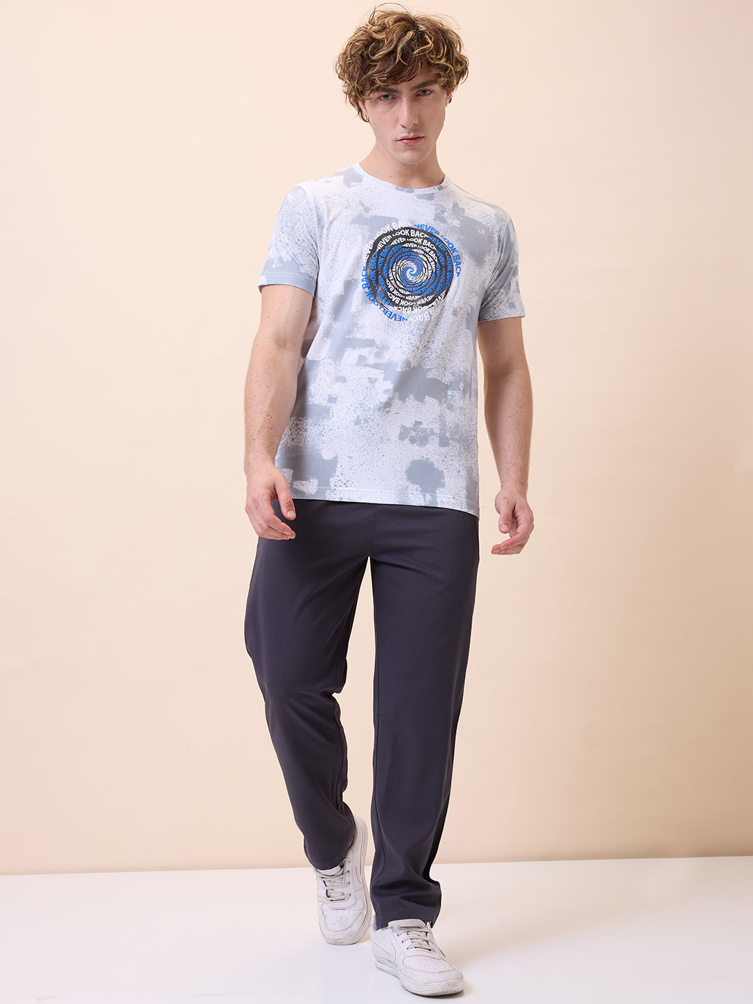 Status Quo Mens All-Over Typography Round Neck Half Sleeves Regular Fit T-Shirt