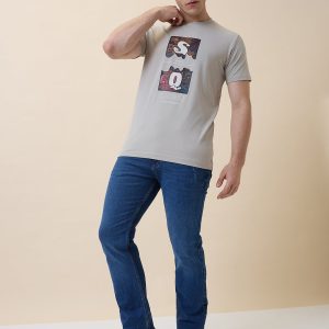 Status Quo Men'S Printed Round Neck Half Sleeves Regular Fit T-Shirt