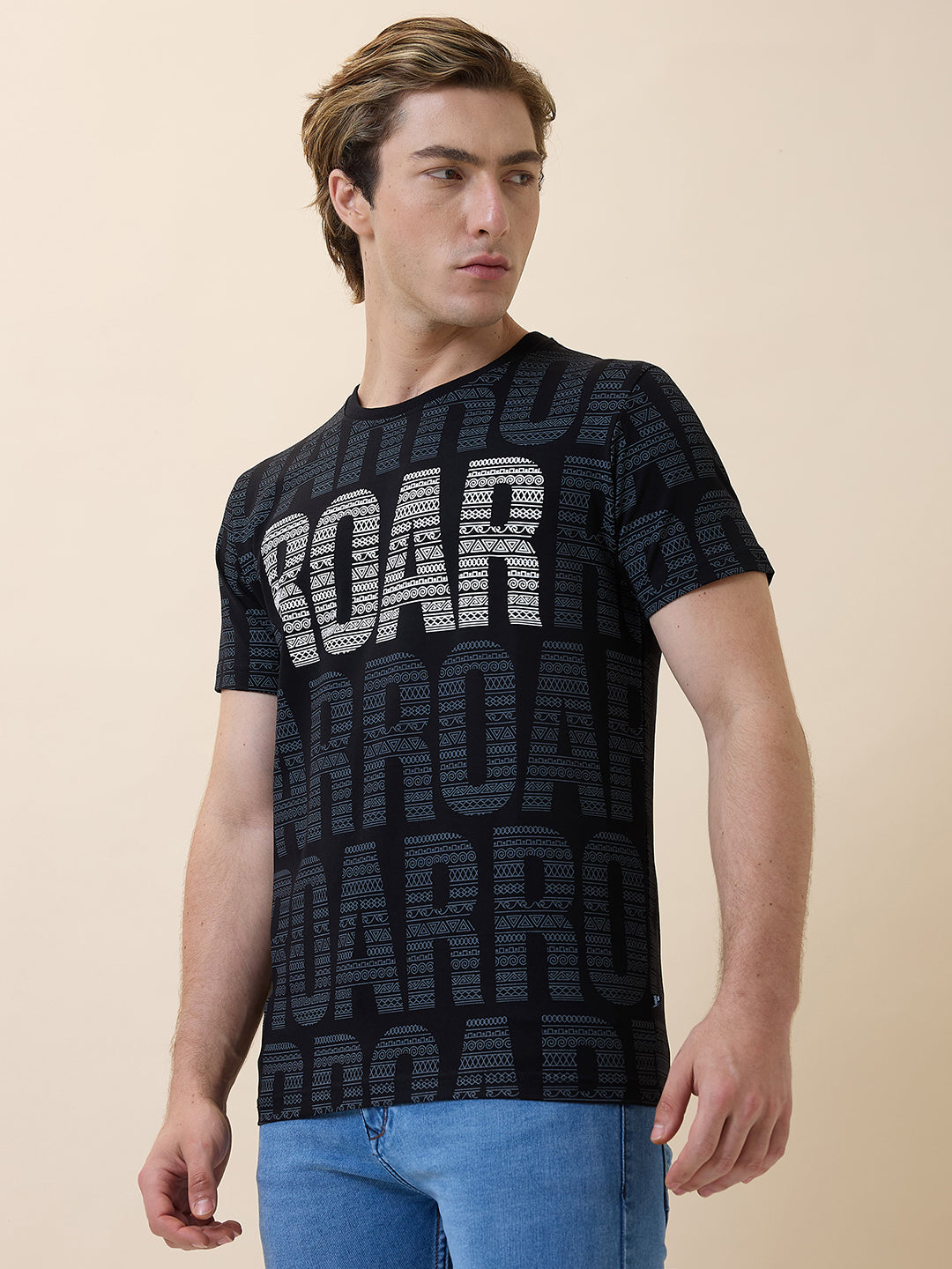 Status Quo Men'S Printed Round Neck Half Sleeves Regular Fit Tshirt