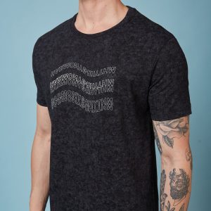 Status Quo Men'S Typography Printed Round Neck Short Sleeves Regular Fit Tshirt
