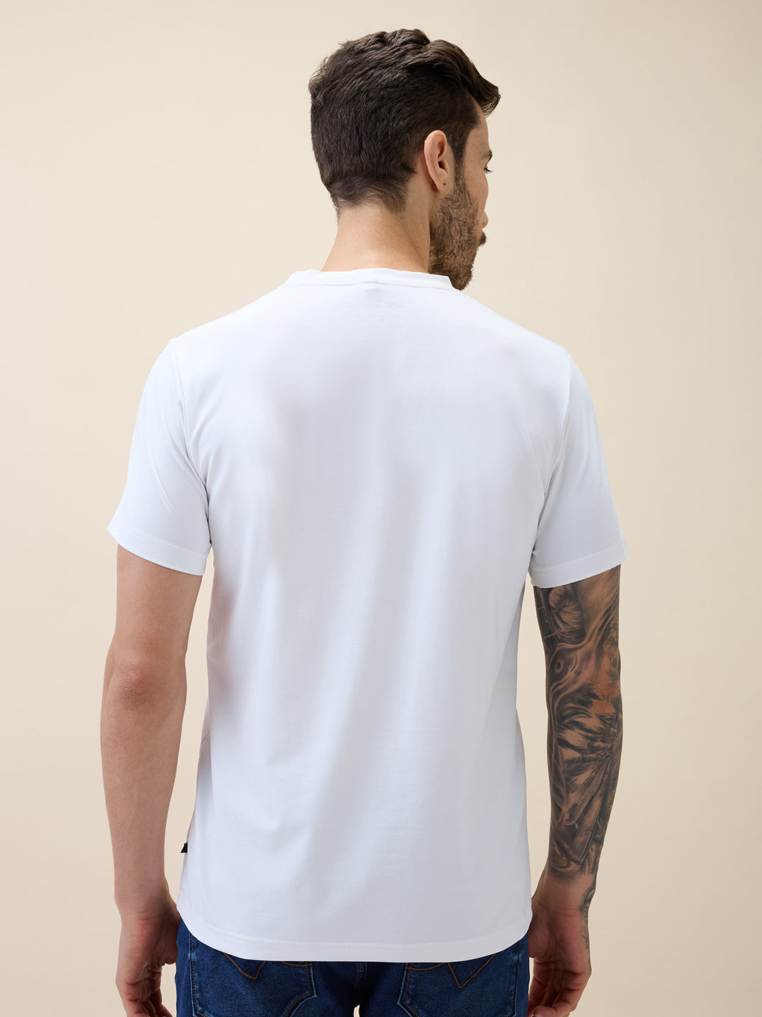 Status Quo Men'S Printed Round Neck Half Sleeves Regular Fit Tshirt