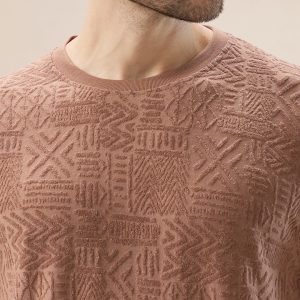 Status Quo Men'S Geometric Textured Solid Round Neck Regular Fit Half Sleeve T-Shirt