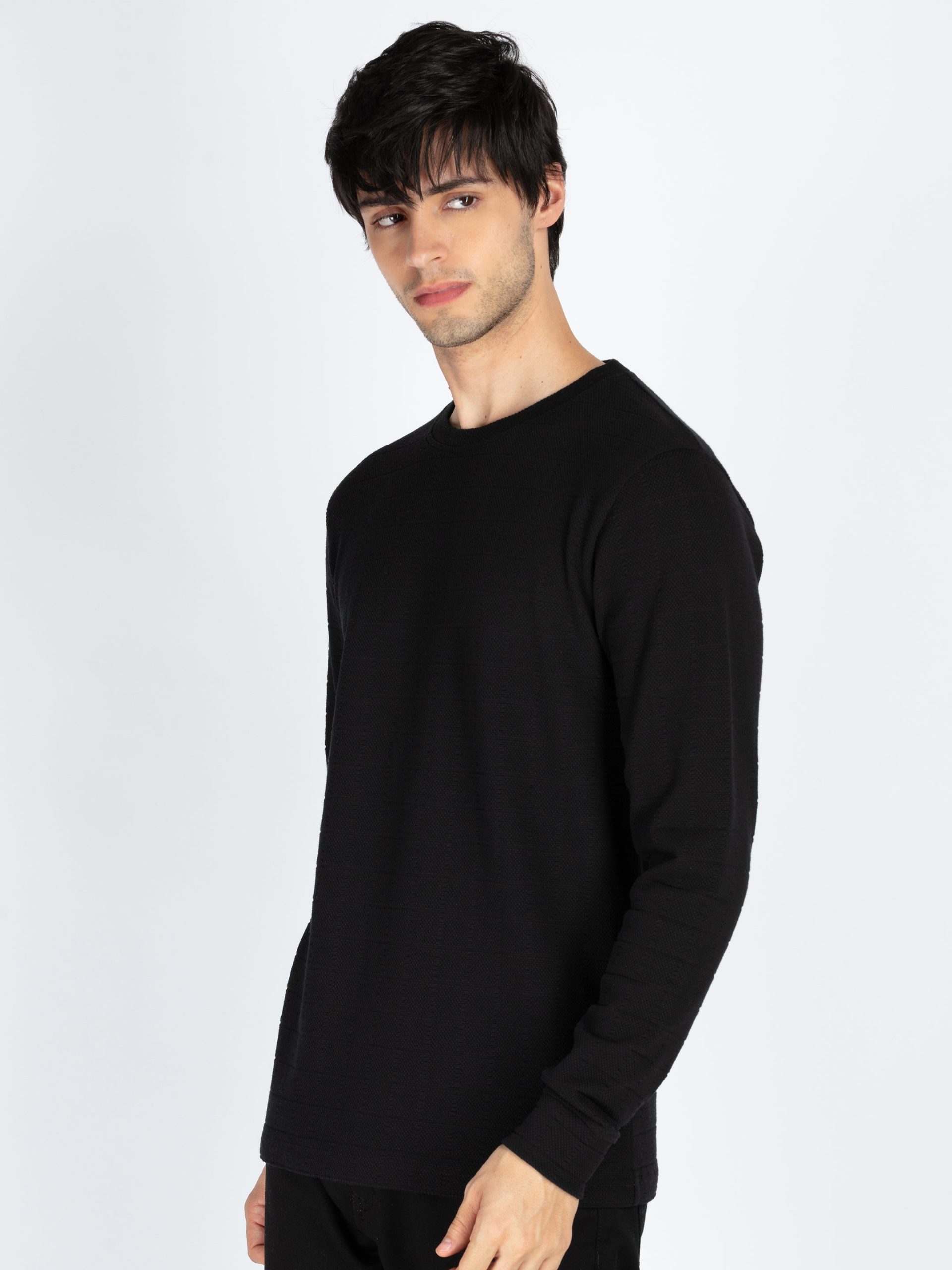 Status Quo Men'S Solid Round Neck Full Sleeve T-Shirt