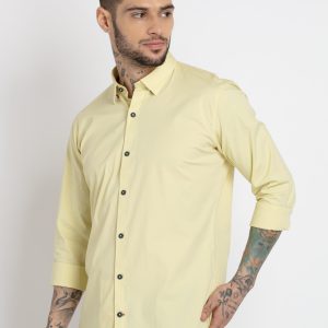 Status Quo Mens Solid Cotton Slim Fit Shirt