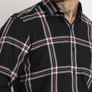 Status Quo Mens Checkered Cotton Slim Fit Shirt