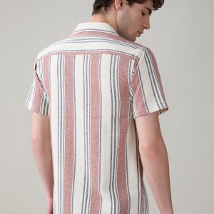 Status Quo Men'S Striped Cuban Collar Half Sleeves Regular Fit Shirt