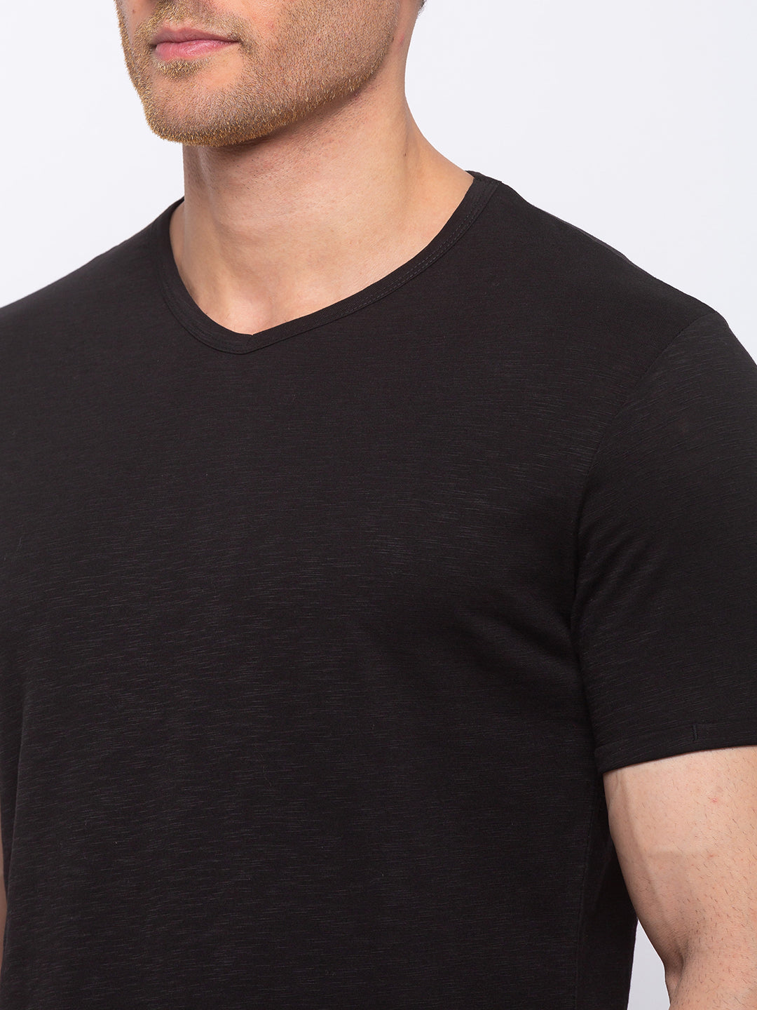 Mens Solid V Neck T-Shirt