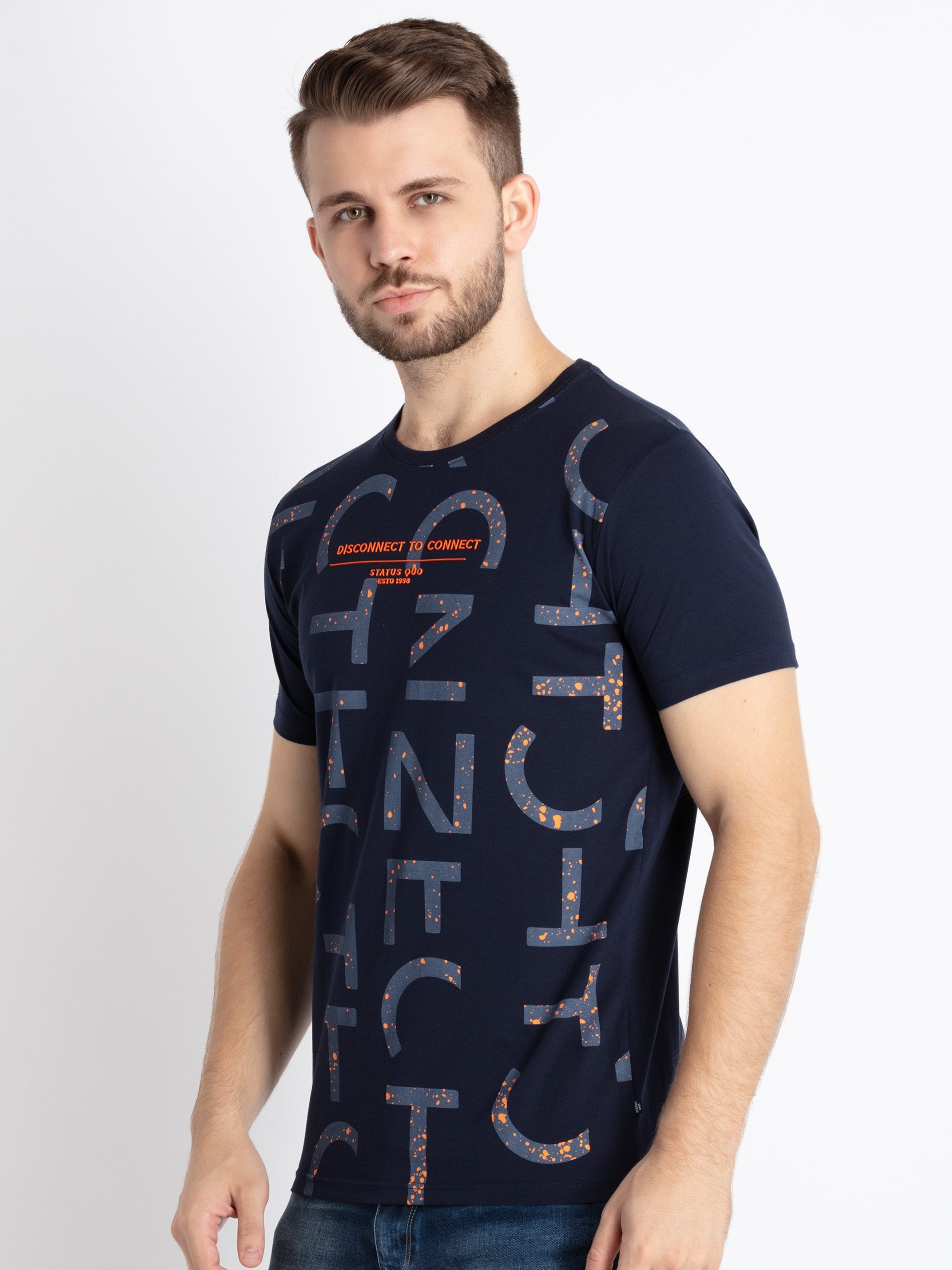 Mens Printed Round Neck T-Shirt