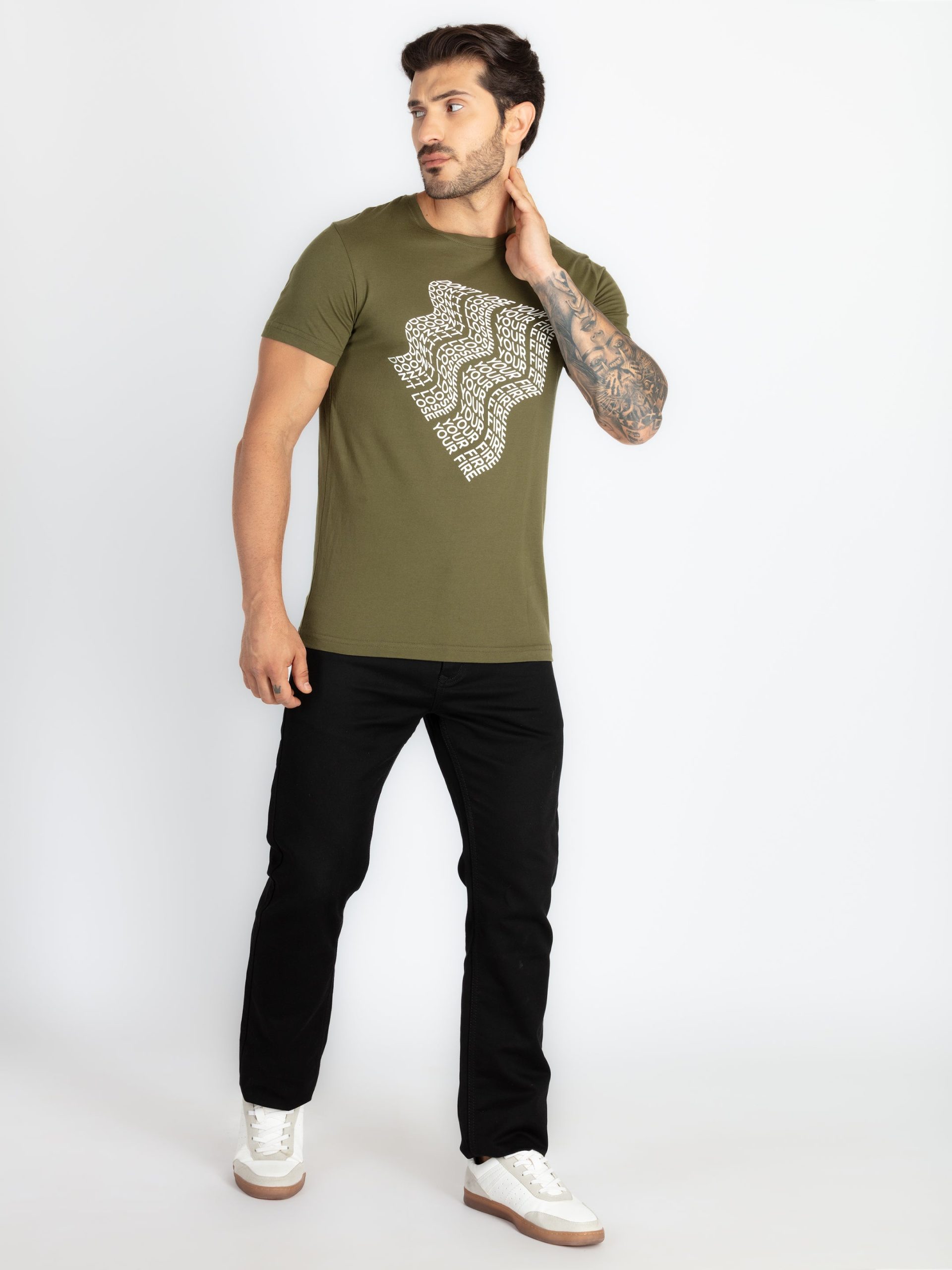Status Quo Men'S Typography Printed Round Neck Half Sleeves Regular Fit Tshirt
