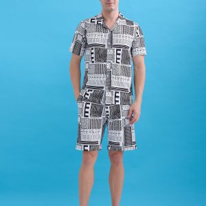 Status Quo Status Quo Printed Polo Collar Regular Fit Coordset With Drawstring