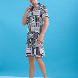 Status Quo Status Quo Printed Polo Collar Regular Fit Coordset With Drawstring