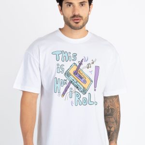 Mens Printed Round Neck Oversized T-Shirt