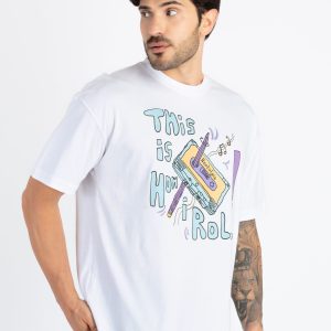 Mens Printed Round Neck Oversized T-Shirt