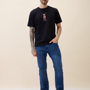 Status Quo Men'S Printed Round Neck Half Sleeves Oversized Tshirt
