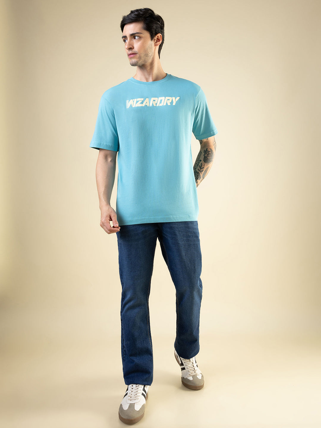 Mens All-Over Graphic Printed Half Sleeves Regular Fit Tshirt