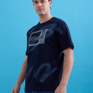 Status Quo Men'S Printed Round Neck Half Sleeves Oversized Tshirt