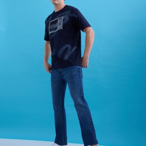 Status Quo Men'S Printed Round Neck Half Sleeves Oversized Tshirt