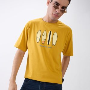 Status Quo Men'S Regular Fit Round Neck T-Shirt With Typography And Graphic Print