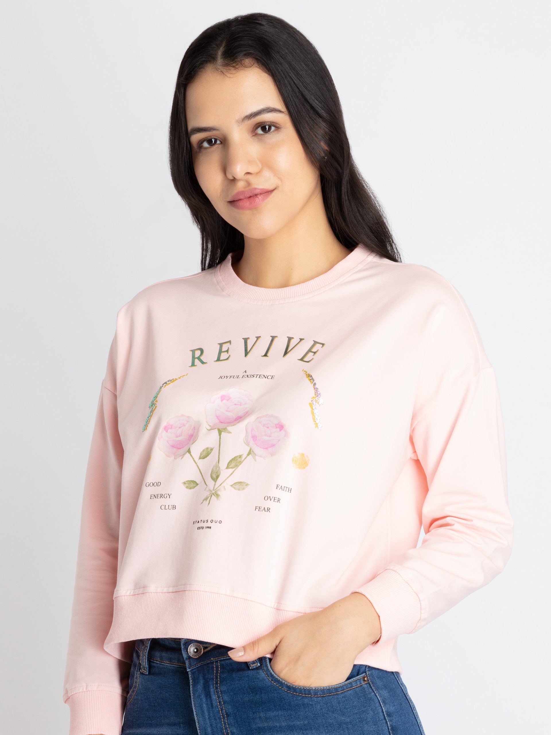 Womens Solid Lightweight Sweatshirt