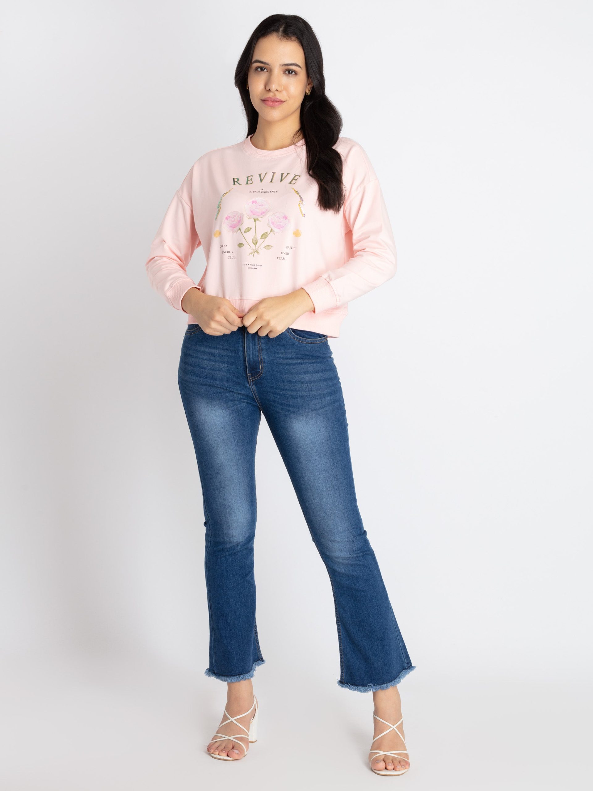 Womens Solid Lightweight Sweatshirt