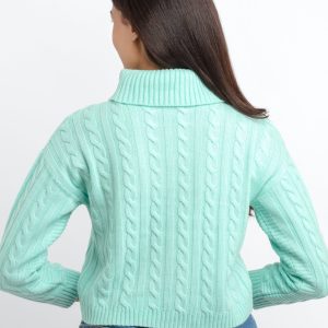 Womens Cable Knit Turtle Neck Sweater