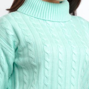 Womens Cable Knit Turtle Neck Sweater