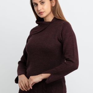 Womens Knitted Cowl Neck Sweater