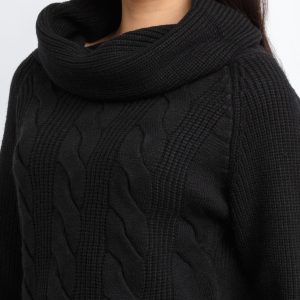 Womens Cable Knit Cowl Neck Sweater