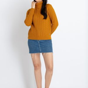 Womens Solid High Neck Sweater