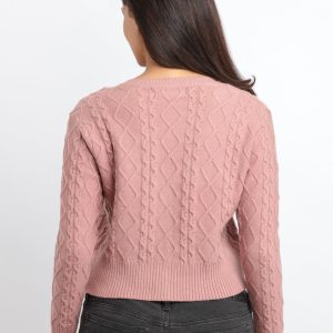 Status Quo Womens Cable Knit V-Neck Sweater
