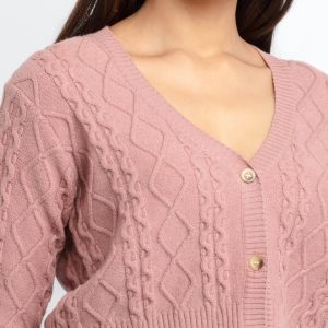 Status Quo Womens Cable Knit V-Neck Sweater